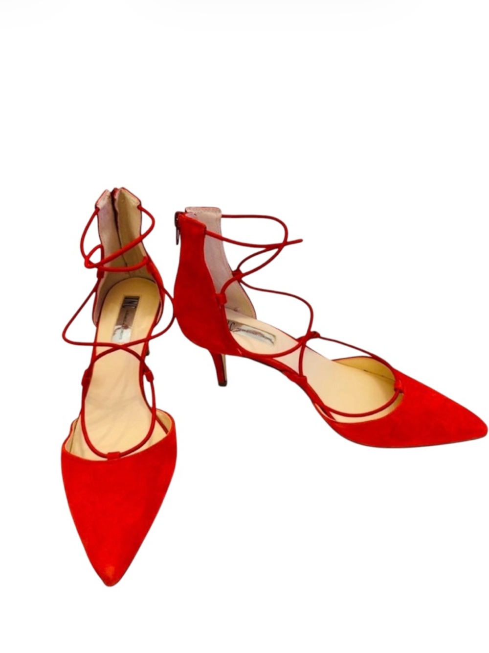 INC International Concepts Daree Red Suede Lace Up Kitten Heels Size 9M